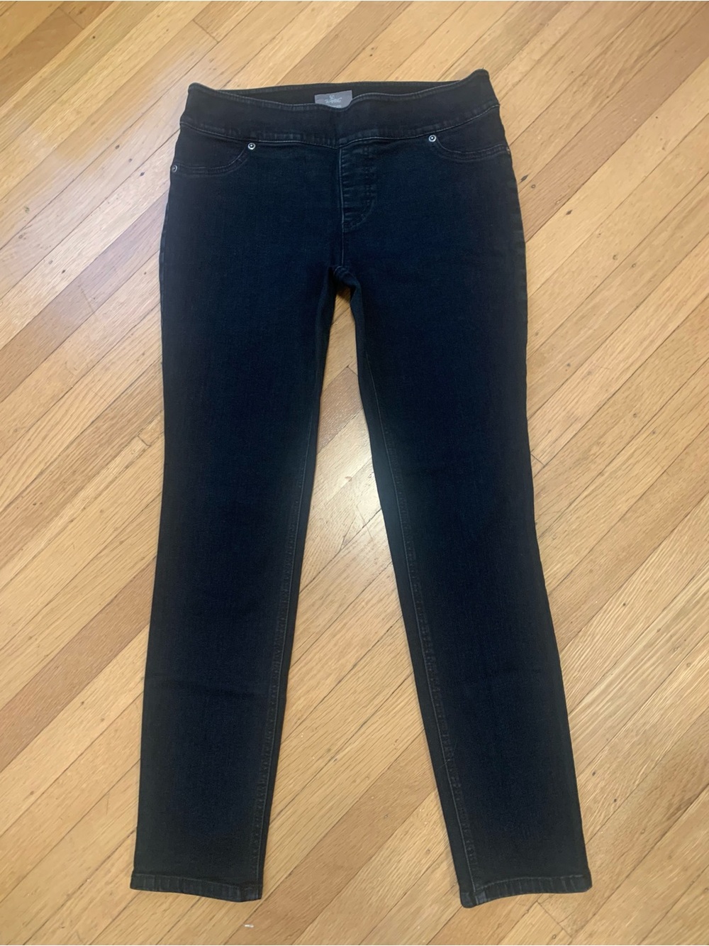VGUC Chico’s So Slimming Black Tummy Support Pull On Skinny Jeans SZ 1.5/US 10